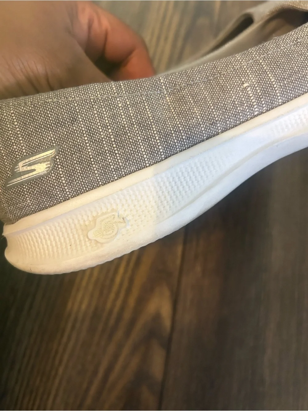 Skechers Gray Slip-On Ballet Flats with Goga Max Insole